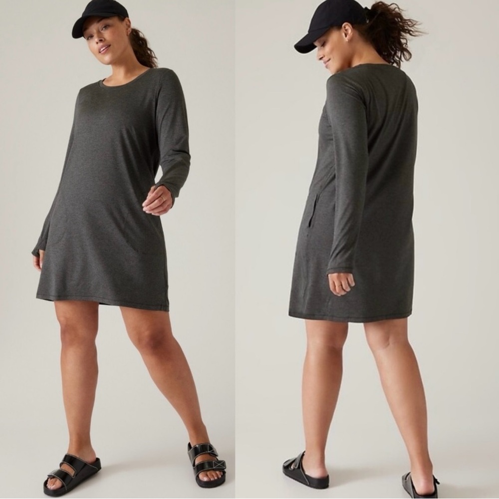 Athleta Dark Gray Long Sleeve Dress